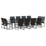 Garden Dining Set 13 pcs Black Steel 3335870