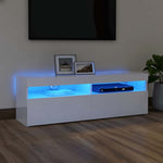 TV Cabinet with LED Lights High Gloss White 120x35x40 cm 804379