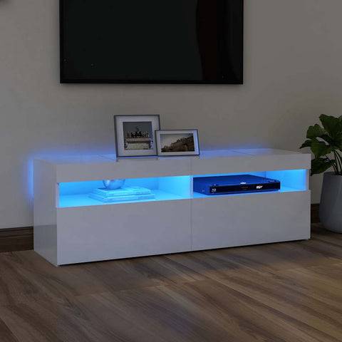 TV Cabinet with LED Lights High Gloss White 120x35x40 cm 804379