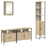 Bathroom Furniture Set with Shelf Wall-mounted 4 pcs Sonoma oak 3399396