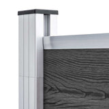 Fence Panel Set WPC 1737x186 cm Black 3070437