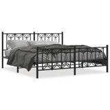 Metal Bed Frame without Mattress with Footboard Black 183x213cm 376151