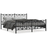 Metal Bed Frame without Mattress with Footboard Black 180x200cm 376150