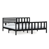 3101177 Bed Frame without Mattress Black Solid Wood 200x200 cm