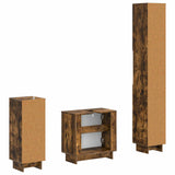 3 Piece Bathroom Cabinet Set EDE Smoked Oak Engineered Wood 3417824