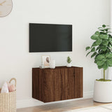 TV Wall Cabinet with LED Lights Brown Oak 60x35x41 cm 837314