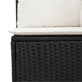 7 Piece Garden Sofa Set with Cushions Black Poly Rattan Acacia 3327444