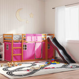 Bunk Bed without Mattress with Slide and Curtains Pink 90x200 cm 3284115