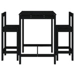 3 Piece Garden Bar Set Black Solid Wood Pine 3154739
