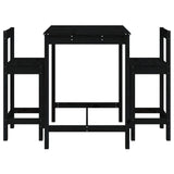 3 Piece Garden Bar Set Black Solid Wood Pine 3154739