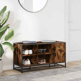 Shoe Bench Smoked Oak 100x40x53.5 cm Engineered Wood and Metal 849216