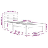 Bed Frame without Mattress White Solid Wood 100x200 cm 814745