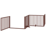Dog Gate with Door Foldable 4 Panels Brown 320 cm Poplar Wood 352201