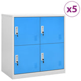 Locker Cabinets 5 pcs Light Grey and Blue 90x45x92,5 cm Steel 3095228