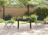 Garden Dining Set Folding 3 pcs Black Powder-Coated Steel 3379373