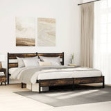 Metal Bed Frame without Mattress Smoked Oak 183x213 cm 3308487