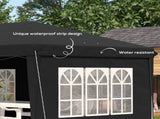 3 x 6m Pop-Up Gazebo, with Removable Walls - Black T3398P323800