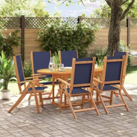 ZNTS 7 Piece Garden Dining Set Solid Wood Acacia and Textilene 3279309