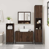 ZNTS 4 Piece Bathroom Furniture Set Brown Oak Engineered Wood 3301224