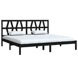 3104022 Bed Frame without Mattress Black Solid Wood 200x200 cm