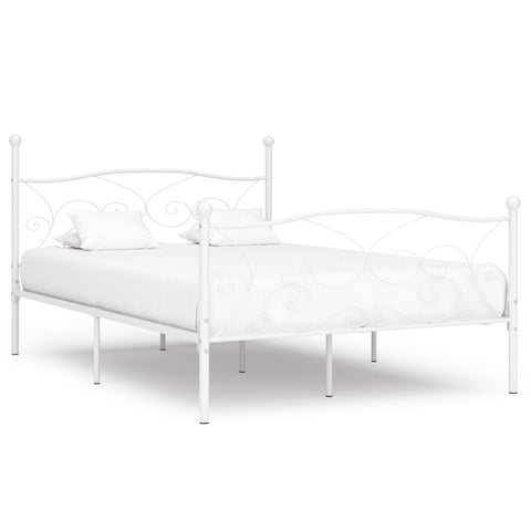 Bed Frame without Mattress with Slatted Base White Metal 160x200 cm 284451