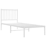 Metal Bed Frame without Mattress with Headboard White 75x190cm 350921