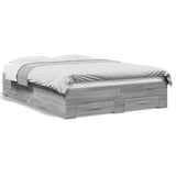 Bed Frame Grey Sonoma Engineered wood, Plywood Double Bed Frame 3280396