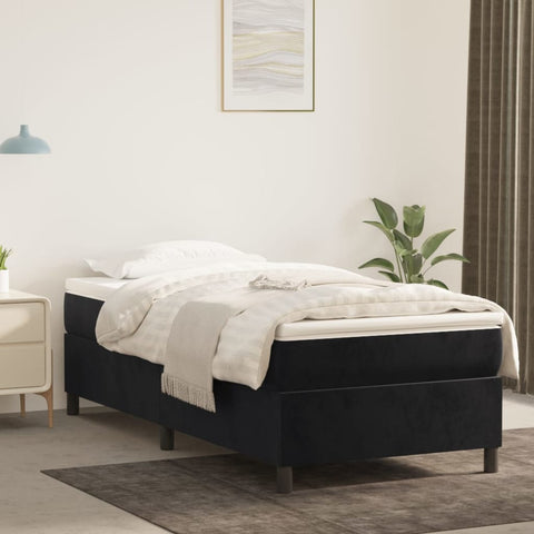 ZNTS Bed Frame without Mattress Black Single Velvet 3121222