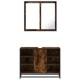 2 Piece Bathroom Furniture Set Smoked Oak Engineered Wood 3300912