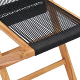 Garden Chair Set of 2 Black, Natural Wood Teak wood, Polyester rope 49363