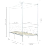 ZNTS 284468 Canopy Bed Frame without Mattress White Metal 90x200 cm