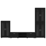 TV Cabinet Set with Drawer FLORIN 3 pcs Black Engineered Wood 3397955