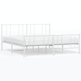 Metal Bed Frame without Mattress with Footboard White 183x213cm 352552
