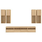 7 Piece TV Wall Cabinet Set with LED Lights Sonoma Oak 3216773