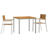 Outdoor Dining Set 3 pcs Solid Acacia Wood and Stainless Steel 3334789