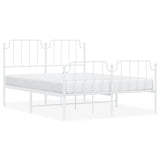 Metal Bed Frame without Mattress with Footboard White 135x190cm 373953