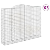 Arched Gabion Baskets 3 pcs 300x50x220/240 cm Galvanised Iron 3146810