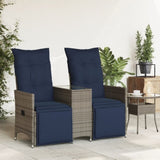 Reclining Garden Sofa 2-Seater with Table Grey Poly Rattan 365719