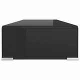 244137 TV Stand/Monitor Riser Glass Black 80x30x13 cm