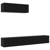 TV Cabinet Set Wall-mounted 3 pcs Black Oak Engineered Wood 3332502