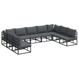 Garden Sofa Set with Cushion Black Aluminium 3378900