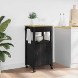 Kitchen Trolley MONZA Black 48 x 40 x 88.5 cm Solid Pine Wood 42027034