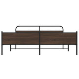 Metal Bed Frame without Mattress Brown Oak 193x203 cm 3318712