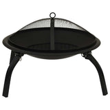 2-in-1 Fire Pit and BBQ with Poker 56x56x49 cm Steel 313352