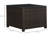 Rattan Garden Furniture Side Table Patio Frame Tempered Glass New - Brown T3398P318816