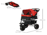 Oxford Cloth Folding 3-Wheel Pet Stroller Dog Trolley Red/Black T3398P349568