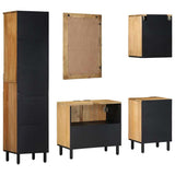 5 Piece Bathroom Furniture Set Brown Solid Wood Mango 3310009