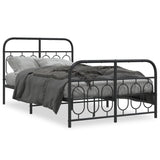 Metal Bed Frame without Mattress with Footboard Black 120x190cm 377132