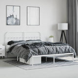 Bed Frame White Powder-Coated Steel Double Bed Frame 352630