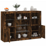 Sideboard Set of 3 Smoked Oak Engineered Wood, Glass Medium 3209132
